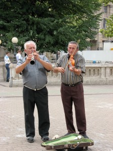 Street musicians in Budapest, Hungary.