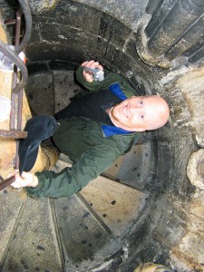 Derek climbing the stairs of St. Stephen's Cathedral in Vienna, Austria.