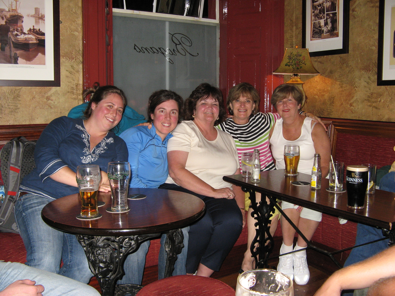 Kendra, me, Auntie Debbie, Aunty Maryann, and Barbara enjoying the night out in Trim, Ireland.