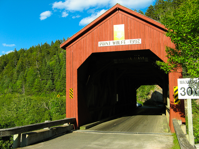 Covered bridge leading to the Point Wolfe Campground in Canada.