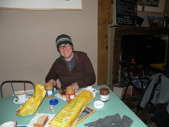 Making the kids sandwiches in Carcassonne, France.