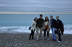 The shore of the Mediterranean Sea in Nice, France.