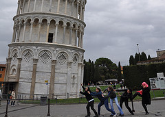 Having fun at the leaning tower of Pisa!