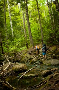 Crossing the Imp Brook on the Imp Trail in NH.