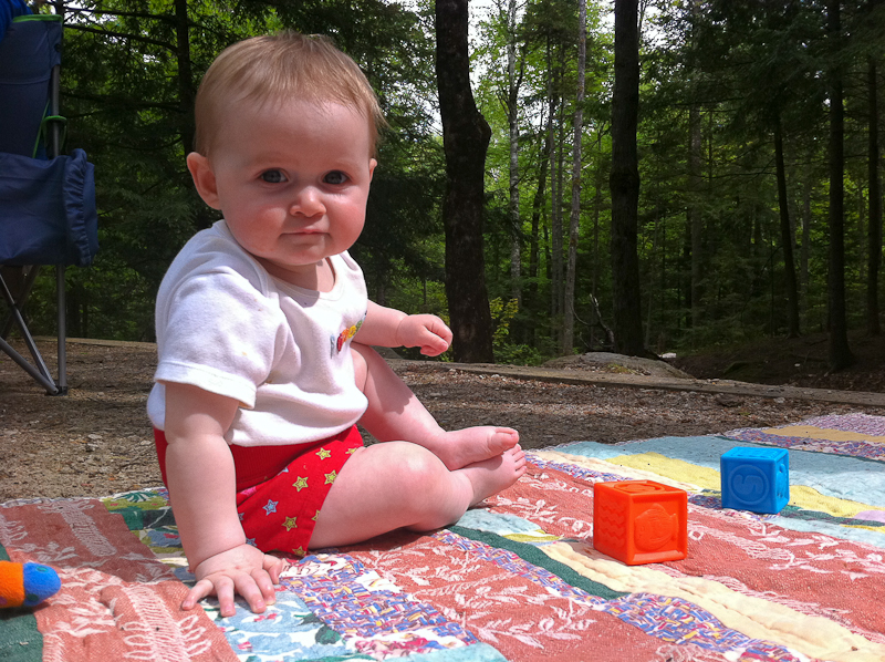 Addie enjoying her first camping trip.