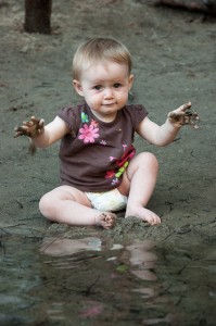 Addie playing in the mud at Yosemite.