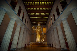 The statue of Athena in the Nashville Parthenon