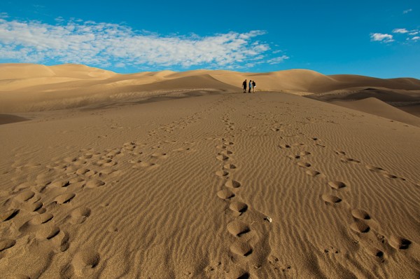 Hiking in the Great Sand Dunes National Park in Colorado.