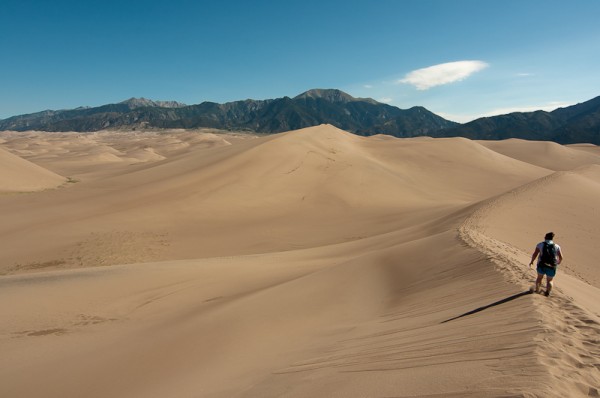 Hiking in the Great Sand Dunes National Park in Colorado.