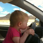 Addie taking a turn driving