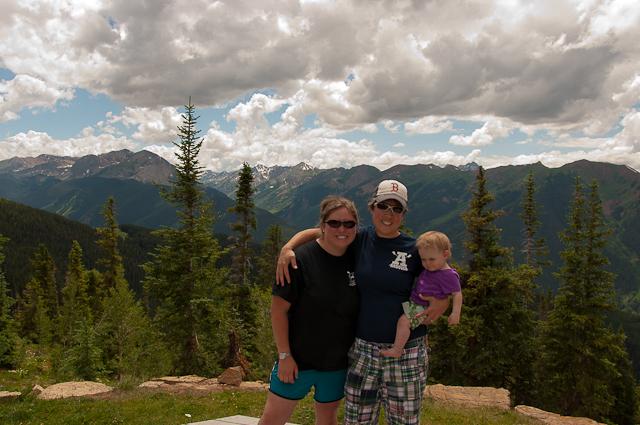 Jen, Kendra and Addison atop a mountain in Aspen, CO