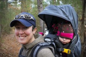 Addie asleep in her Deuter Kid Comfort III Carrier