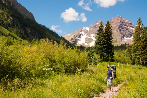 Hiking with Addie in Maroon Bells, Colorado.