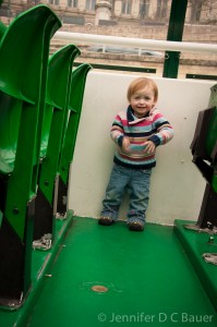 Addie having fun on a boat cruise down the River Seine in Paris, France.