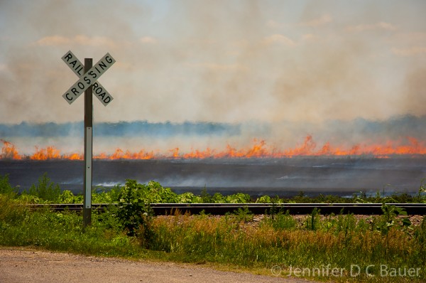 Burning field in Kansas.