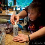 Putting the salt tablet into the bottle for the Mountain Oven.