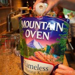 Pouring the mixture into the Mountain Oven.