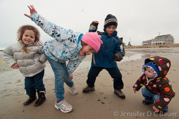 Happy cousins on the beach in Wells, ME.