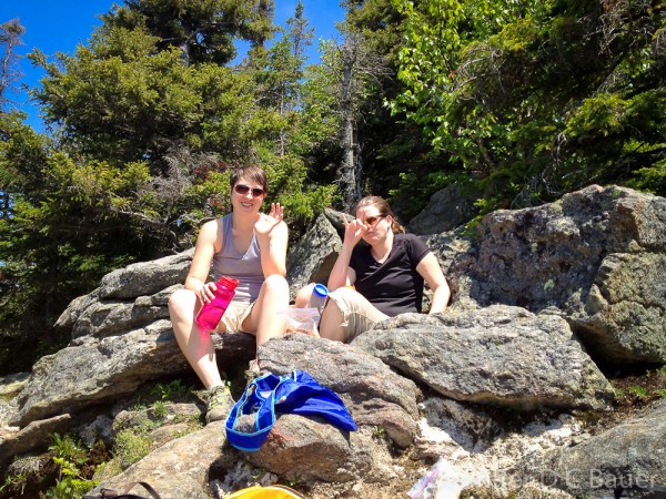 Sara and Kate eating lunch on the Imp Face.