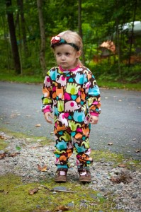 Addie wearing her headlamp.