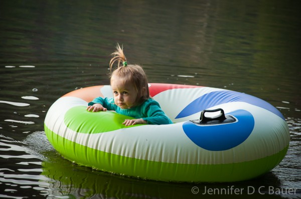 Addie propelling herself around Russell Pond.