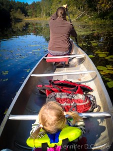 Mommy and Addie canoeing on the Ipswich River.