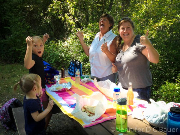 Lunch on the bank of the Ipswich River.