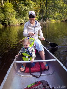 Addie and Mama canoeing on the Ipswich River!