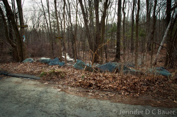 Trailhead parking at the Mary French Reservation in Andover, MA