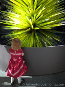 Addie checking out Chihuly's tree at the M.F.A. in Boston, MA.