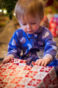 Addie opening Christmas presents