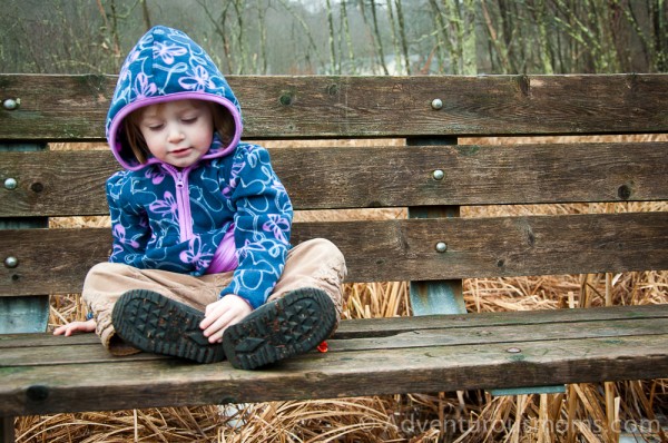 Addie enjoying a break after our hike in the Mary French Reservation in Andover, MA