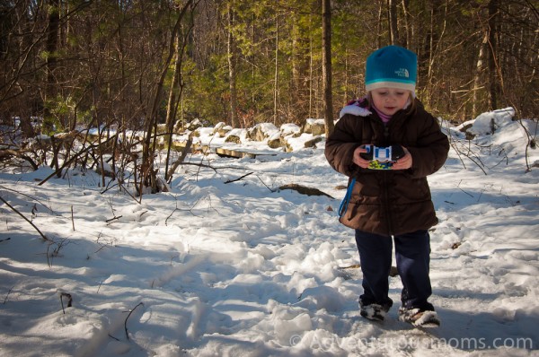 Addie taking her first hiking pictures with her new camera