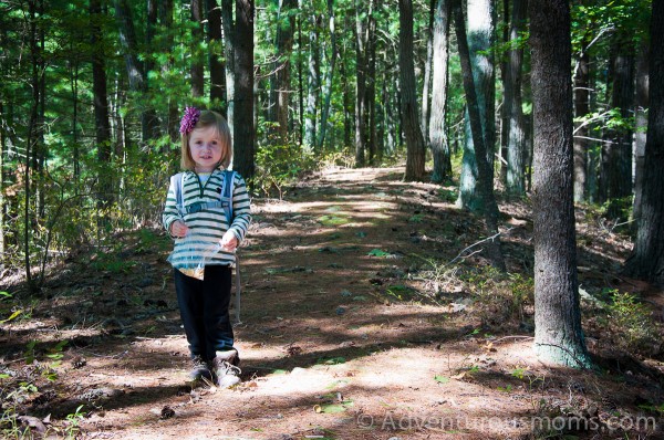 Addie hiking along Dagger's Ridge at Wilkinson Reservation in Andover, MA