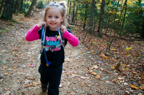 Addie proud at the end of her hike on West Rattlesnake Mountain in Holderness, NH