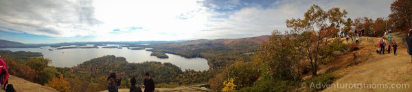 Panoramic view of Squam Lake from West Rattlesnake Mountain in Holderness, NH