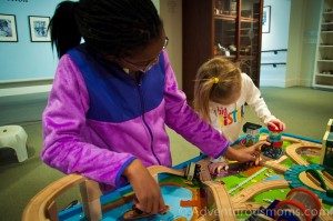 Playing with trains at the Wenham Museum