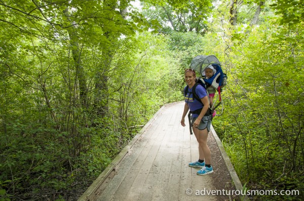 Jenn and Abby hiking at the Crane Estate