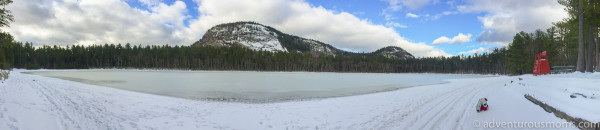 Snowshoeing at Echo Lake State Park in Conway, NH