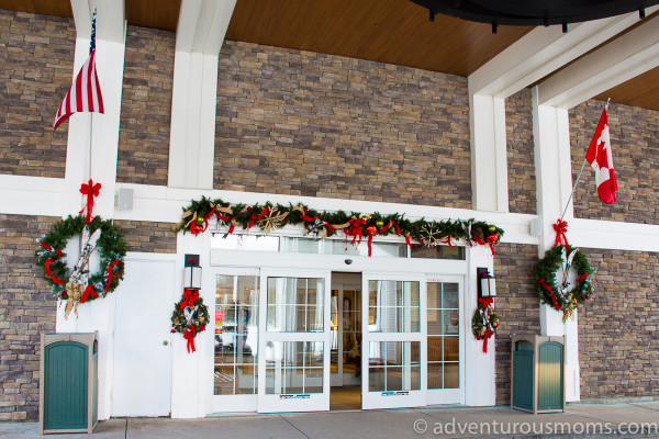 The entrance to the North Conway Grand Hotel in North Conway, New Hampshire