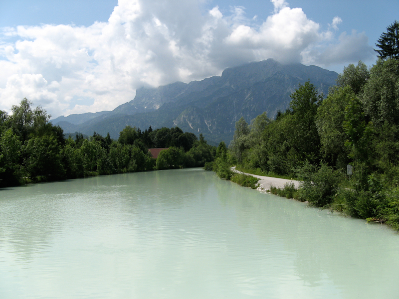 The Salzach River in Salzburg, Austria.