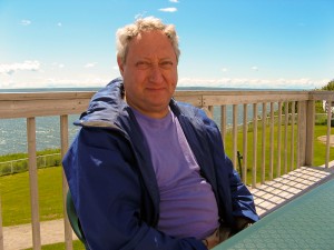 Boris enjoying lunch at the Cape Enrage adventure center, New Brunswick, Canada.