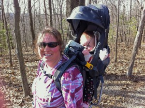 Hiking Weir Hill, carrying Addie in her Deuter Kid Carrie 3.