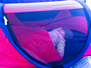 Addie's pop-up camping tent.