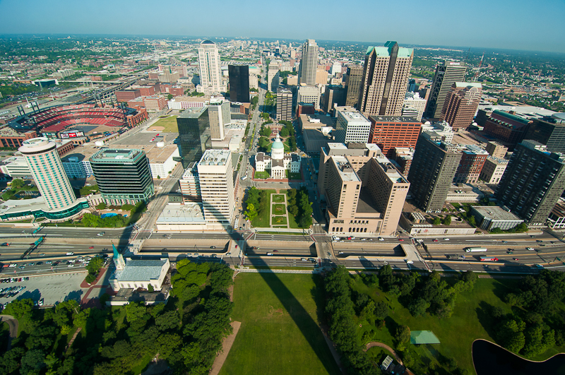 The view from the top of the St. Louis Arch.