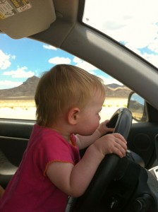 Addie taking a turn driving