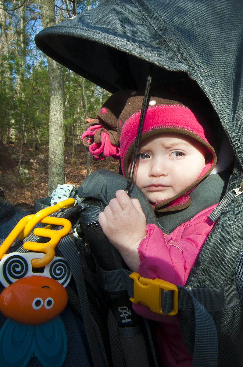 Addie riding in her Deuter Kid Comfort III