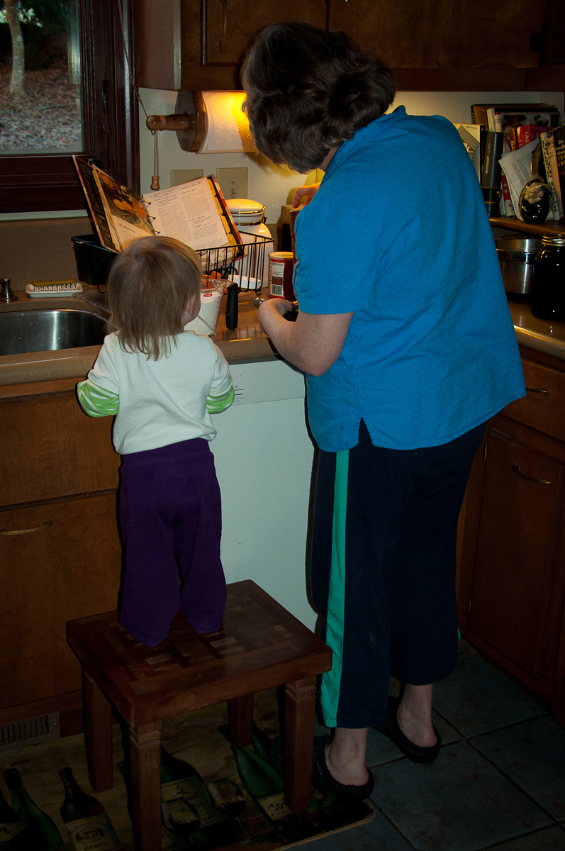 Addie making biscuits with Grandmama