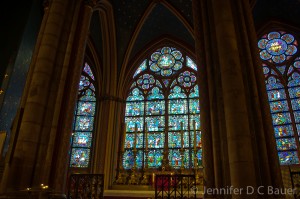 Stained glass windows at the Cathédrale Notre-Dame de Paris