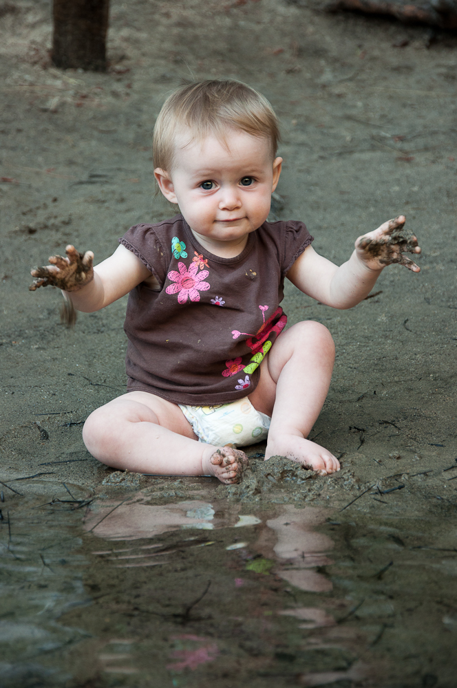 Addie playing in the mud at Yosemite National Park.